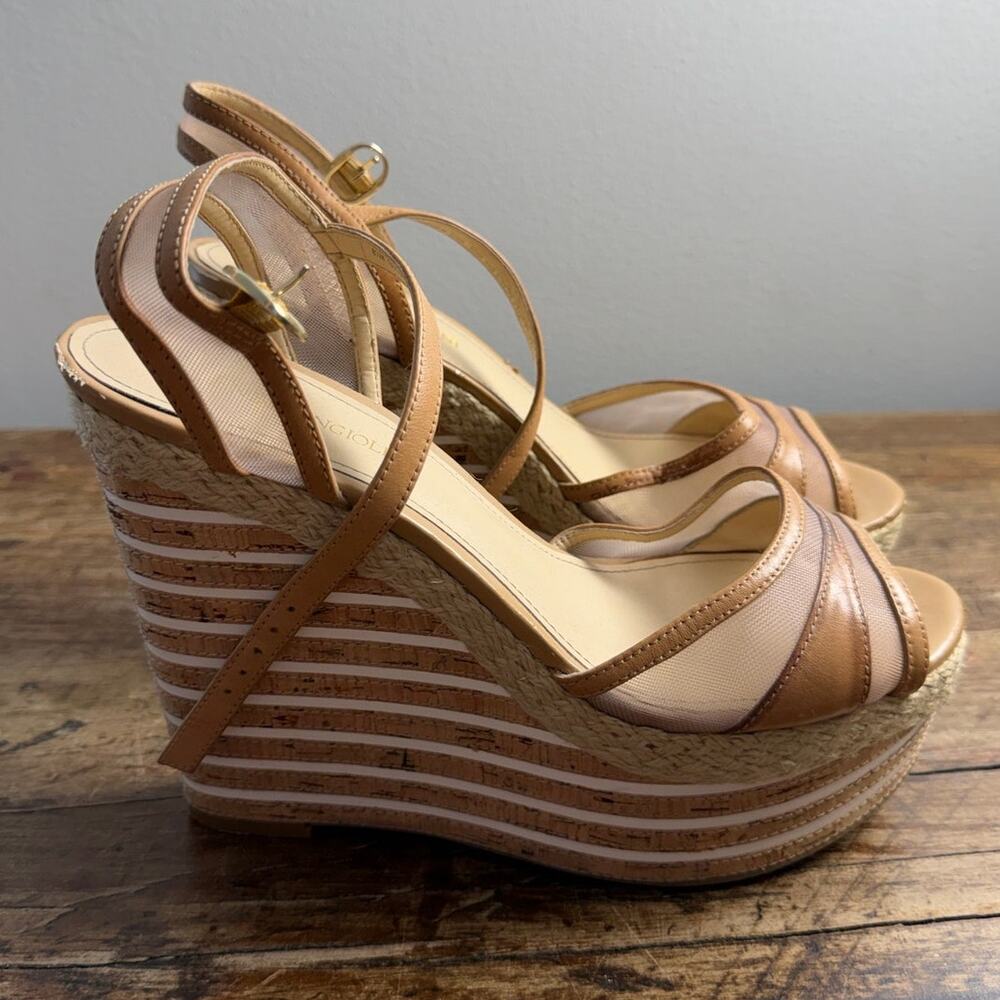 Enzo Angiolini tan platform wedge sandals Women's size 8.5